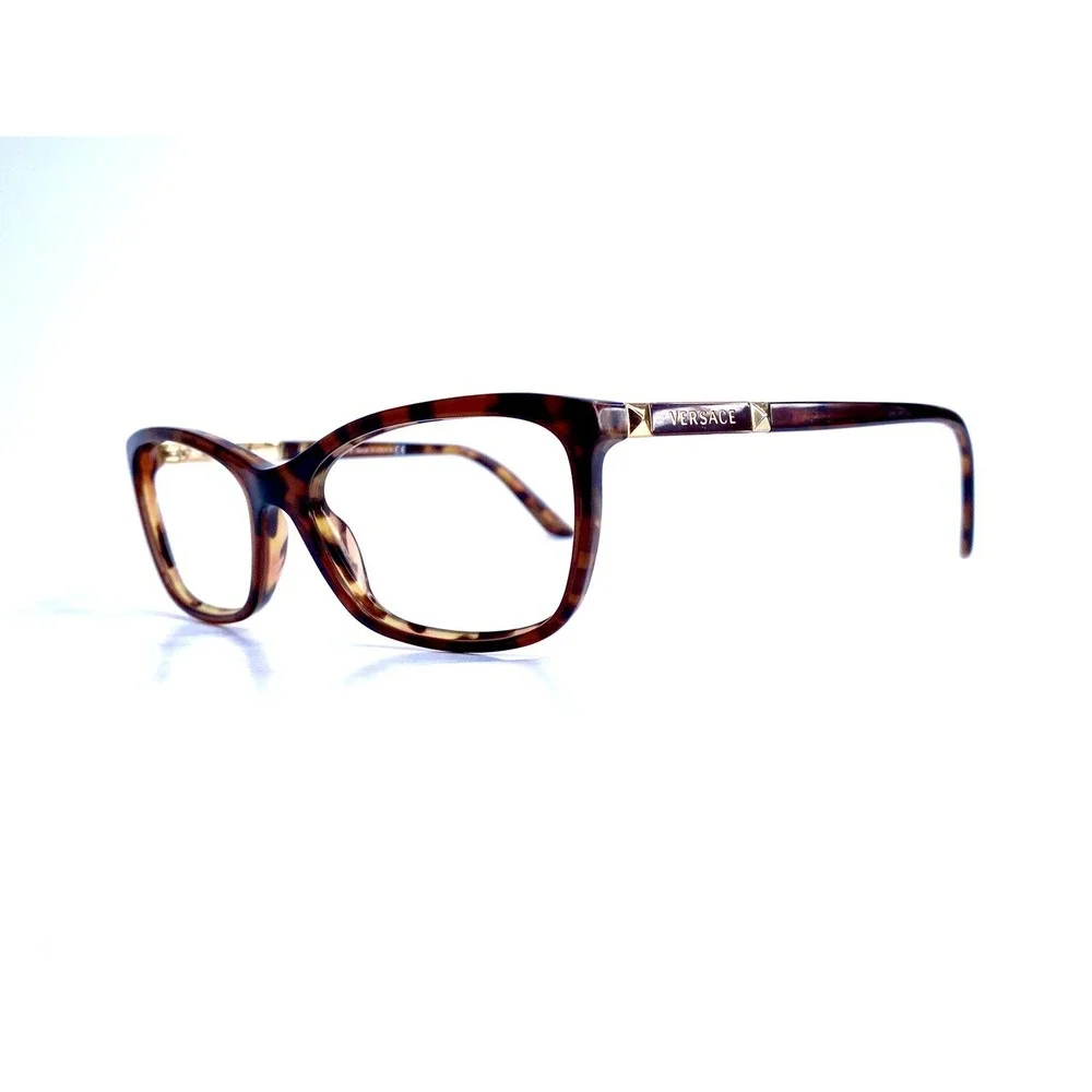Versace Brown Tortoise Cat Eye Glasses MOD 3186 5077 54 16 135 Gold Accent